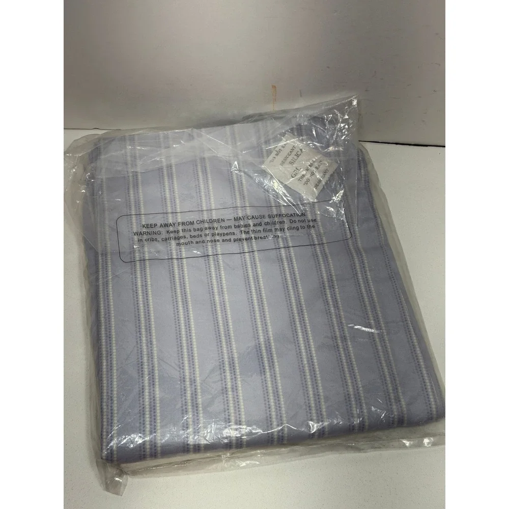 Crabtree & Evelyn Womens 2PC Stripe Knit‎ Pajama Set White Blue Cotton Large NEW